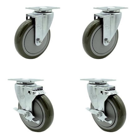 Service Caster Cooking Performance Group 369CASTER4 Replacement Caster Set with Brakes-, 4PK COO-SCC-20S514-PPUB-2-TLB-2